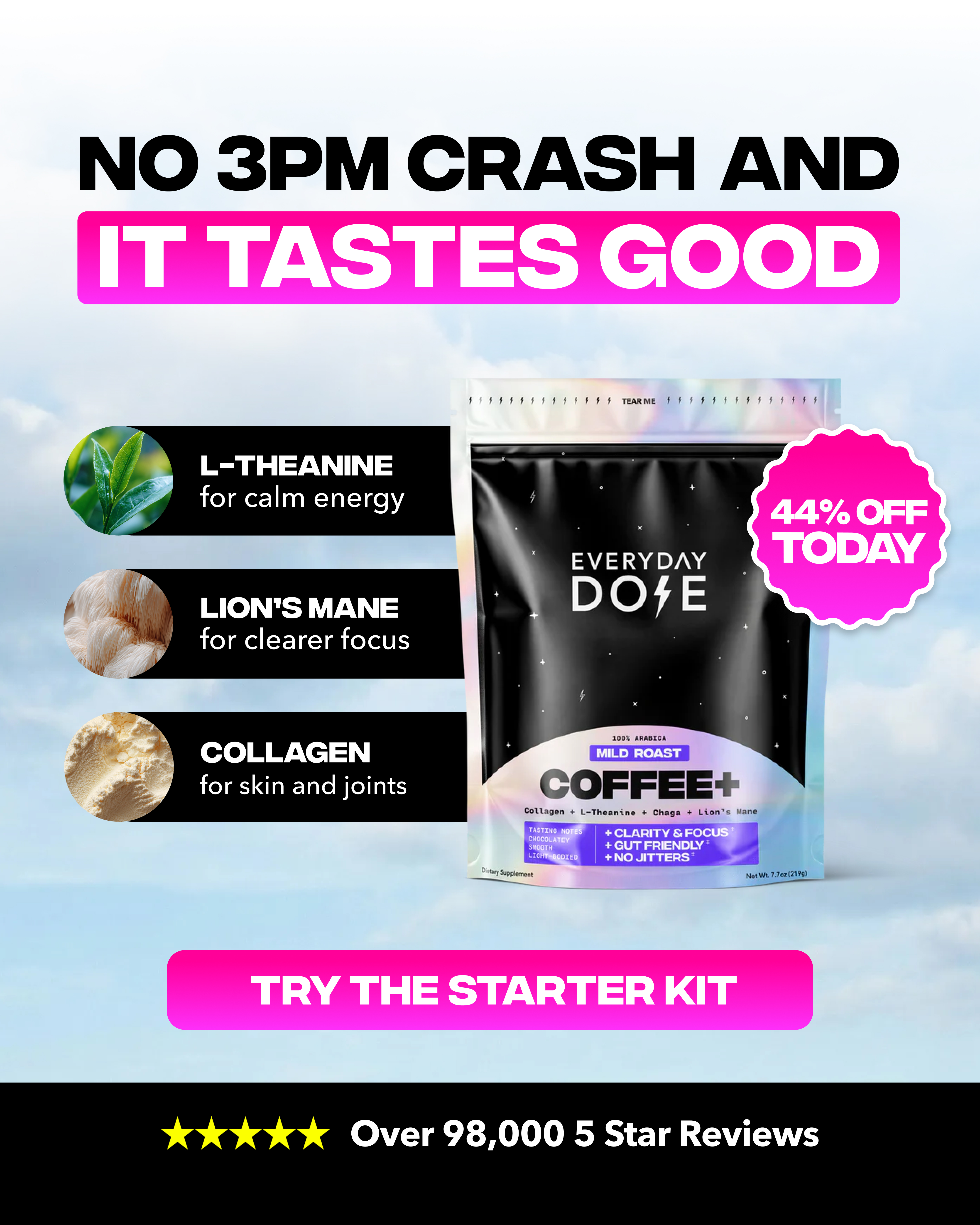 Everyday Dose static ad — No 3PM Crash